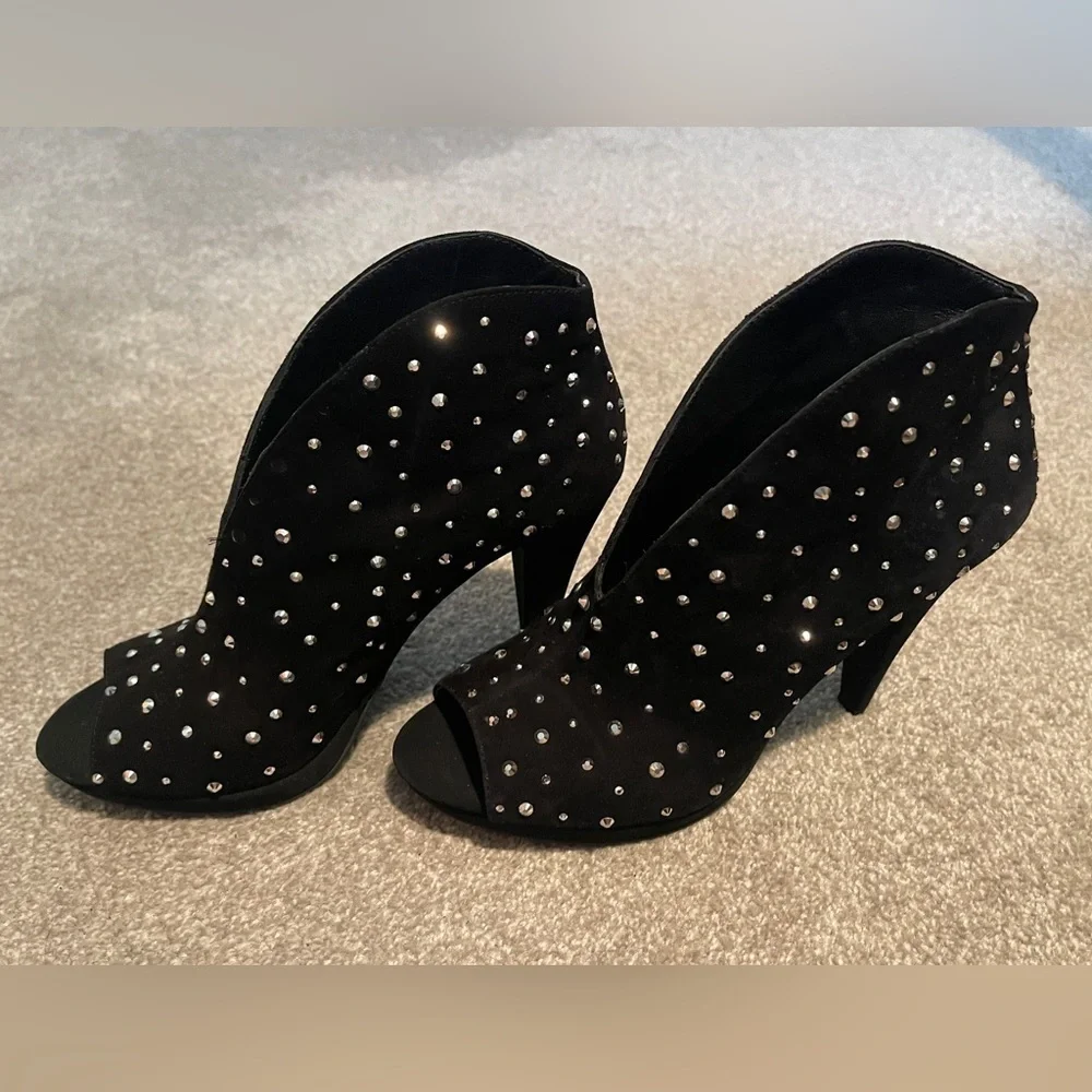 Rhinestoned Black Booties